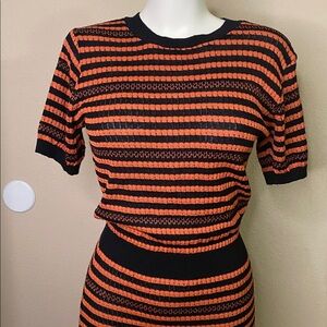 Zara Black and Orange Striped Knitwear romper dress tunic M 🌼💕
